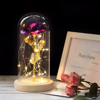 Beauty and the Beast Rose Rose in LED Glass Dome Forever Rose Red Rose Valentine'S Day Mother'S Day Special Romantic Gift