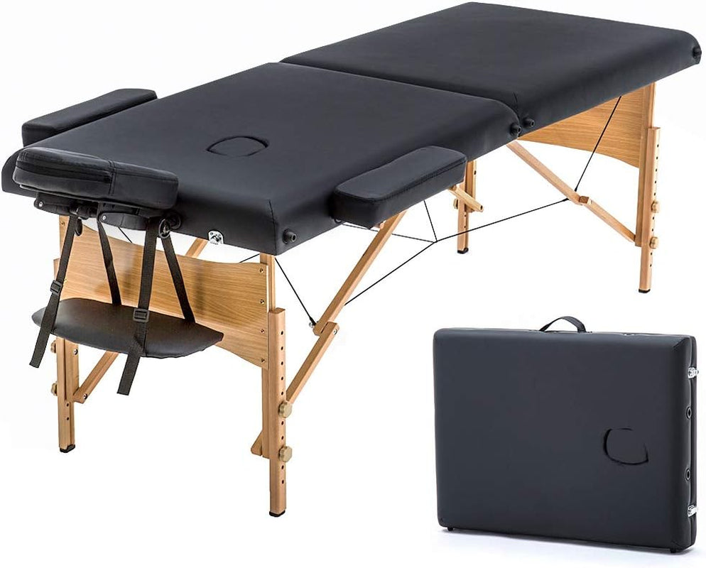 Massage Table Portable Massage Bed Spa Bed 84 Inches Long 28 Inchs Wide Hight Adjustable Massage Table 2 Folding Massage Bed Spa Bed Facial Cradle Salon Bed W/Carry Case