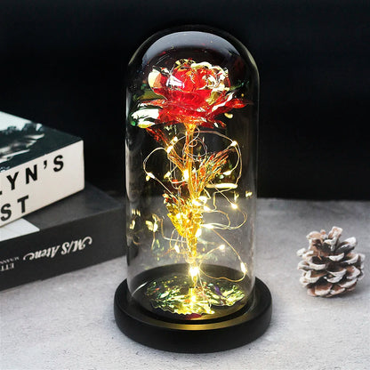 Beauty and the Beast Rose Rose in LED Glass Dome Forever Rose Red Rose Valentine'S Day Mother'S Day Special Romantic Gift